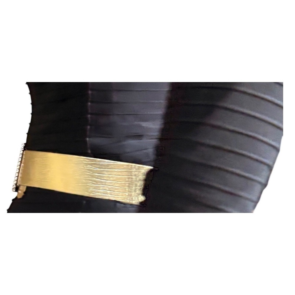 Callanan Gold Metallic Textured Leather Belt with Rhinestone Square Buckle - Picture 3 of 6